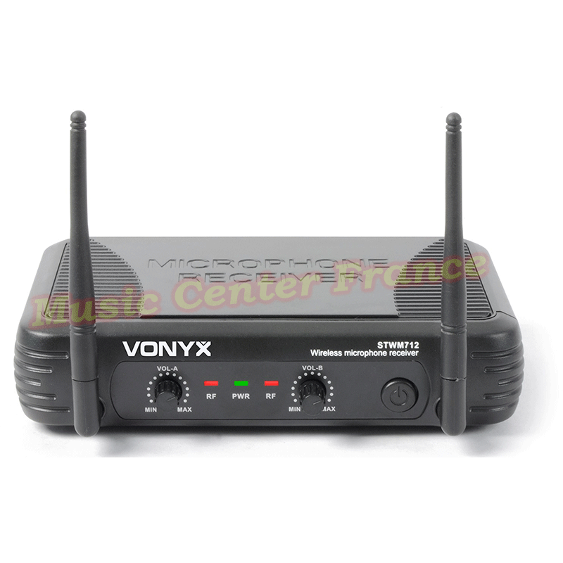 Vonyx STWM712C double micro micro-main serre-tête vhf sans fil code 179.180 récepteur face avant