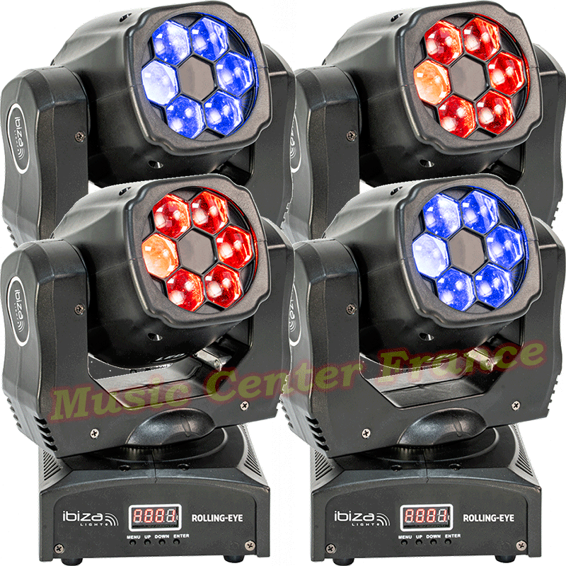 ibiza rolling eye lyre wash led 6x12 w pack de 4