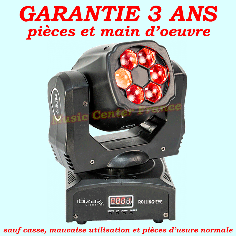 ibiza rolling eye lyre wash led 6x12 w garantie 3 ans music center france