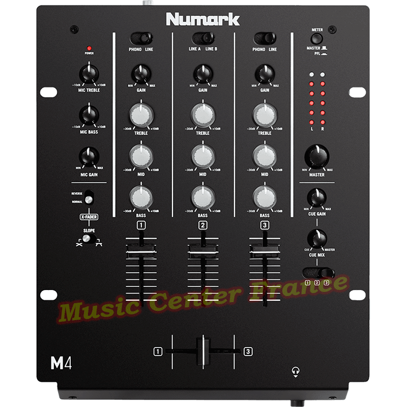 Numark M4 table de mixage 3 voies + micro vue dessus top