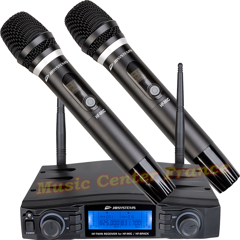 JBSystems JB Systems HF-Twin Receiver + 2 HF-Mic récepteur UHF avec 2 micros sans fil B08308 B08307 vue face