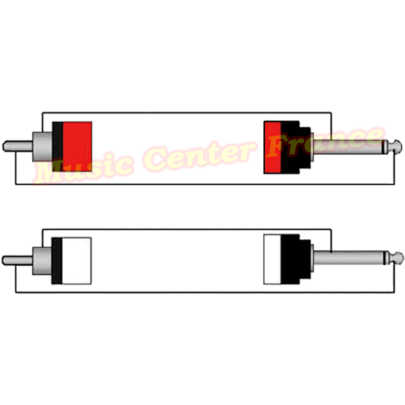 Procab CAB631 CAB 631 1,5m 2 jack 6.35 mâle mono 2 RCA mâle schéma de câblage