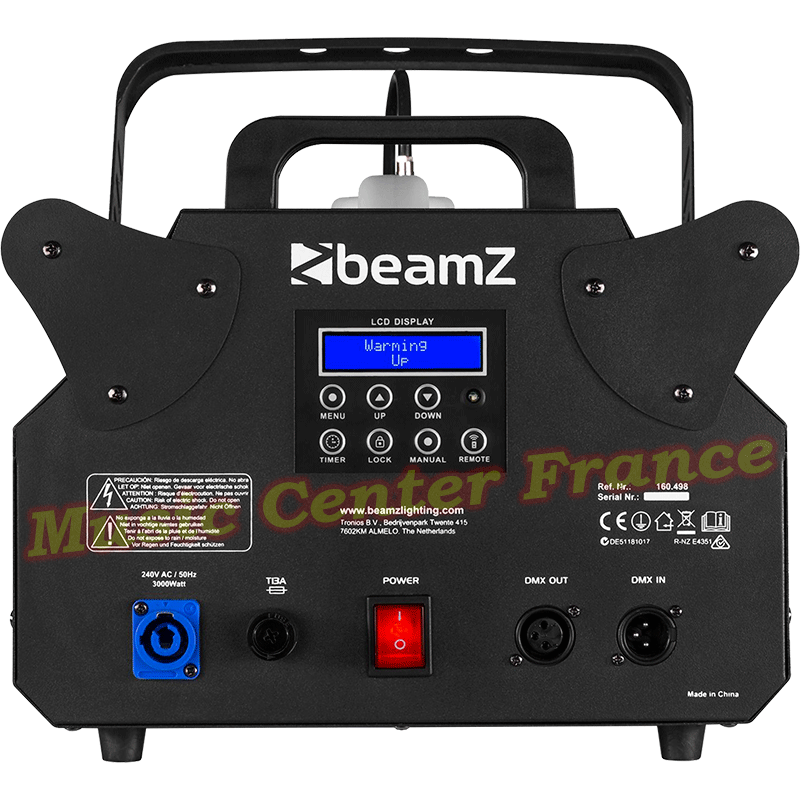 BeamZ S3500 machine à fumée 3500w vue arrière connectique