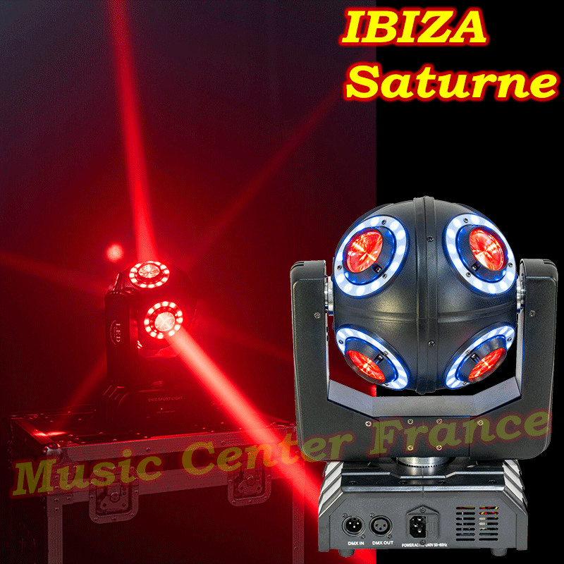 Ibiza Saturne lyre DMX à LED RGBW 4en1 avec 8 anneaux lumineux multicolores effet 06