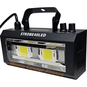 Ibiza strobe40LED Strobe 40 LED stroboscope strobo 2x20w vitesse reglable mode automatique audio vue de droite