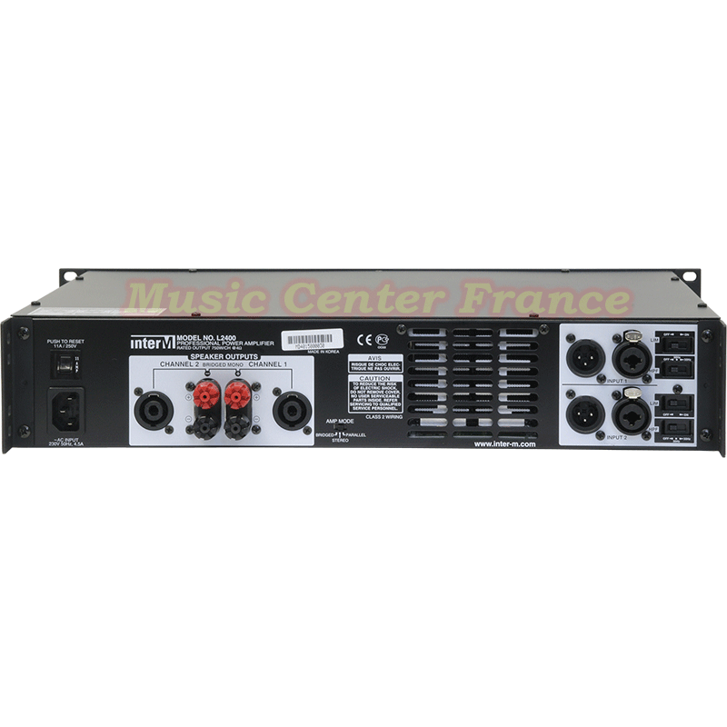 Inter M InterM L2400 ampli sono amplificateur sonorisation vue dos connectique