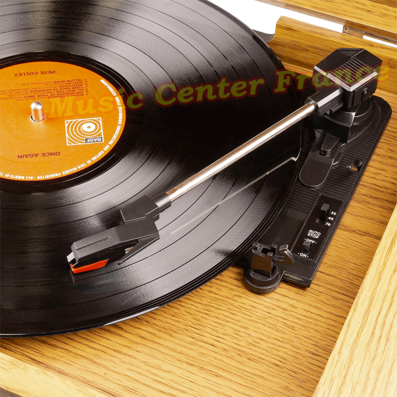 Fenton Memphis bois clair platine vinyle CD cassette radio FM DAB+ USB Bluetooth look rétro vintage vu02