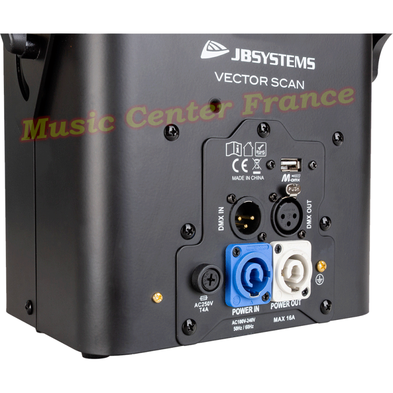 JBSystems - JB Systems Vector Scan - scanner à LED 100 w - code: B05544 vue connectique