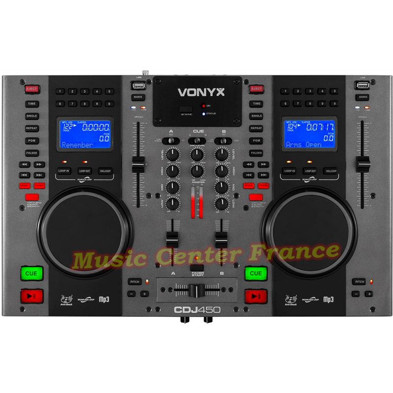 Vonyx CDJ450 - CDJ 450 : mixer + 2 platines CD MP3 + 2 USB + Bluetooth vue top