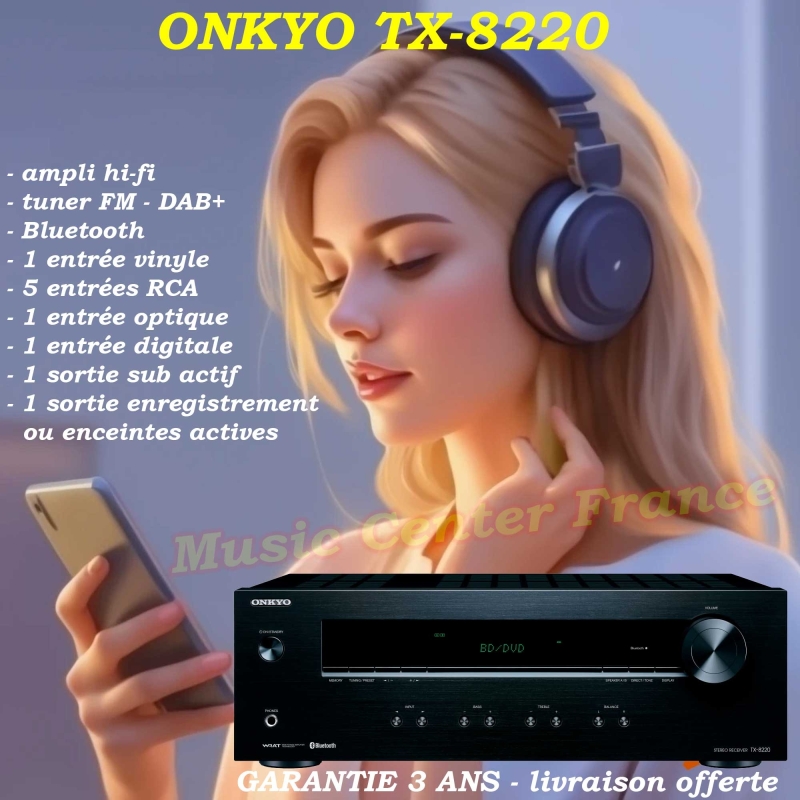 Onkyo TX-8220 black amplificateur-tuner hi-fi stéréo bluetooth pub girl