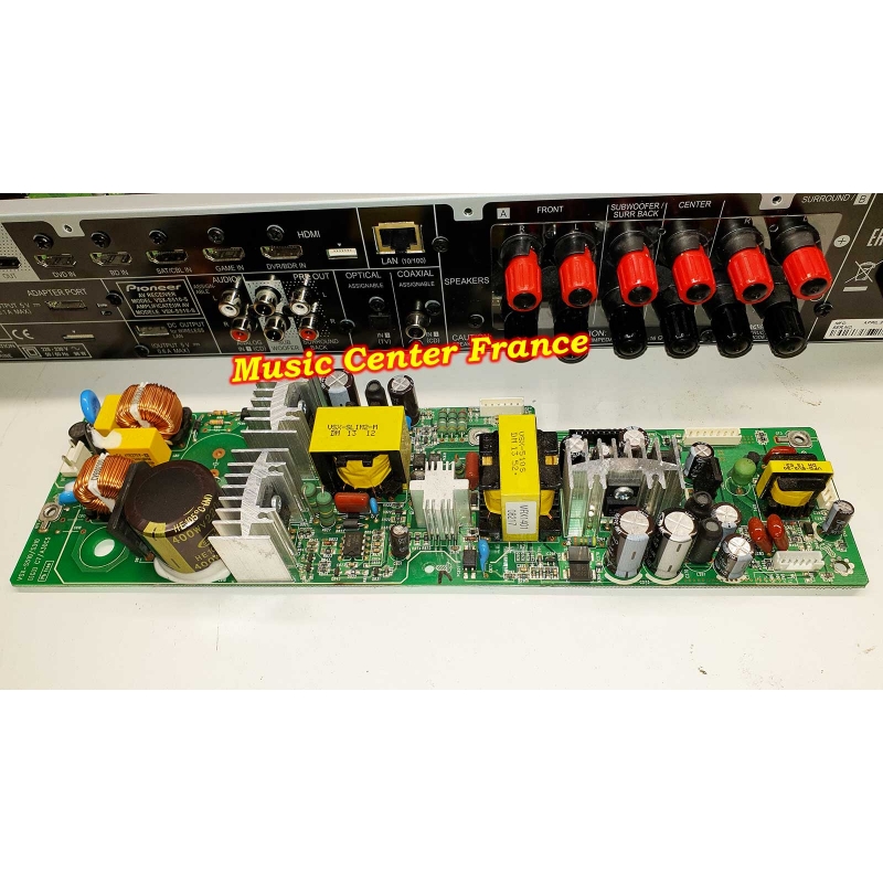 ampli tuner Pioneer VSXS510S VSX-S510S VSX-S510 S vue sur la carte d'alimentation démontée panne réparation sav