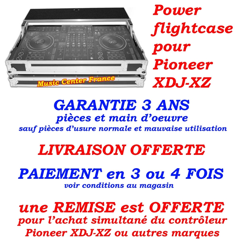 flightcase avec plateau PC mac Power pour contrôleur numérique Pioneer XDJ-XZ pas cher pub promo music center france shop