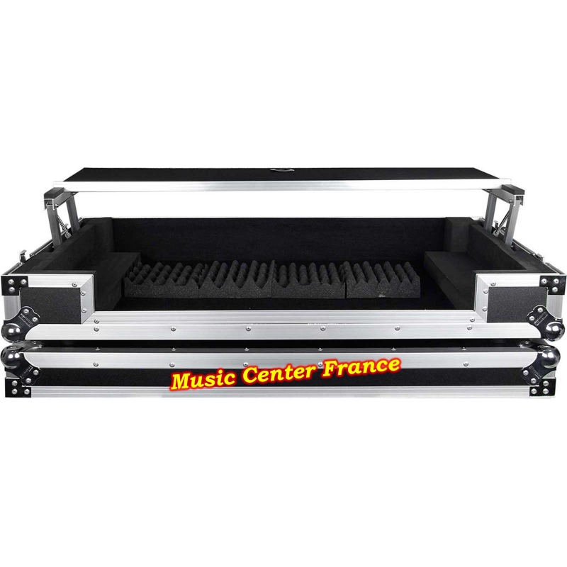 flightcase avec plateau PC mac Power Acoustics pour contrôleur numérique Pioneer XDJ-XZ vue face avec cache enlevé vu7