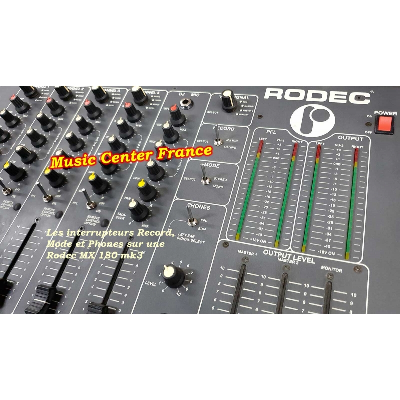 Rodec interrupteur commutateur pour Record Mode Phones sur Rodec MX 180 mk3 - 950010007 - 95 001 0007