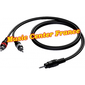 procab cab711 cab 711 cordon cable 1 x jack 3,5 male stereo vers 2 rca males Music Center France