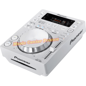 Pioneer CDJ350 CDJ350w CDJ 350 W white blanc blanche platine cd à plat vue droite